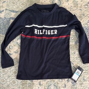 Tommy Hilfiger Kids Navy and Red Long Sleeve Tee